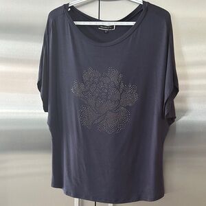 Elegant Dark Gray Women's Short Sleeve Top